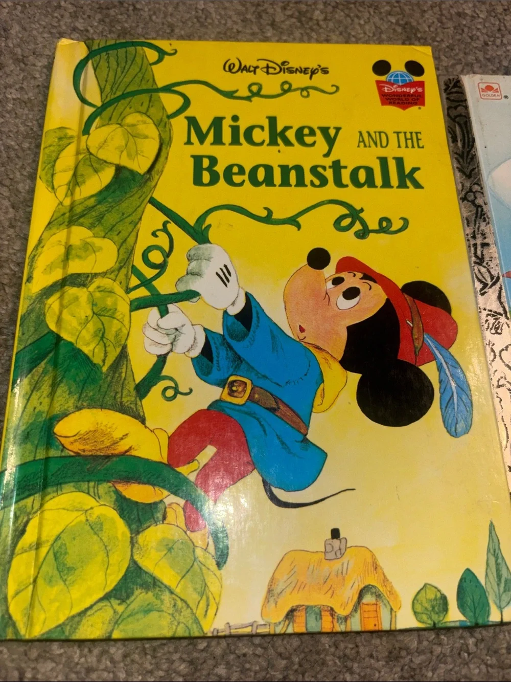 Vintage 1973- Disney Mickey and the Beanstalk Storybooks - Yellow & Blue Covers